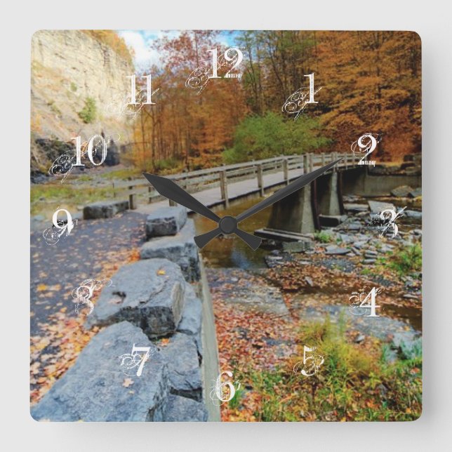 Relógio Quadrado Taughannock cai parque estadual (Frente)
