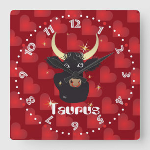 Relógio Quadrado Taurus abril 21 to May 20 arquibancada Clocks