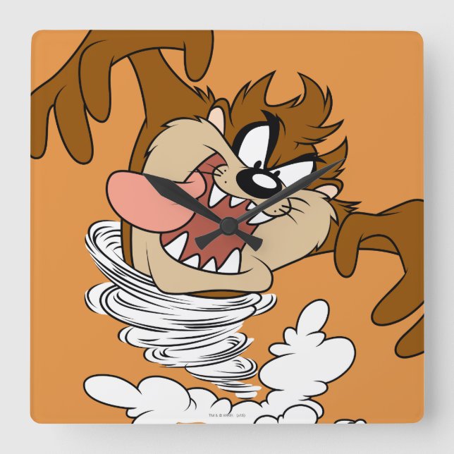 Relógio Quadrado TAZ™ Whirling Tornado (Frente)