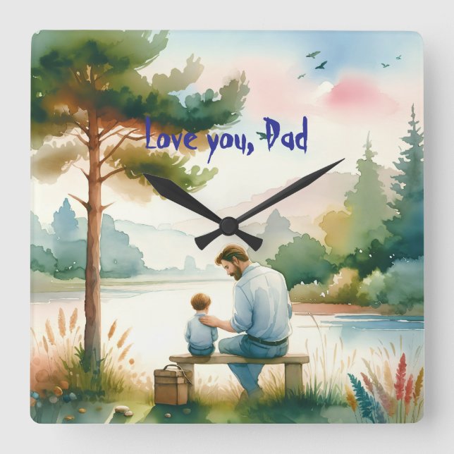 Relógio Quadrado Te amo, Pai (Frente)