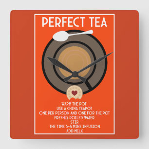 Relógio Quadrado Tea Wall Art Poster Impressão