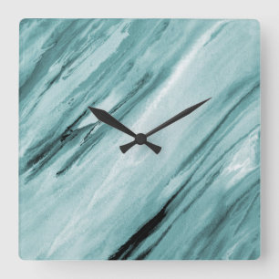 Relógio Quadrado Teal Mint Abstrato