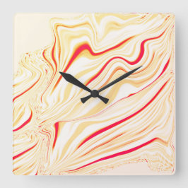 Relógio Quadrado Tecido ondulado com tons beges claros, curva rosa