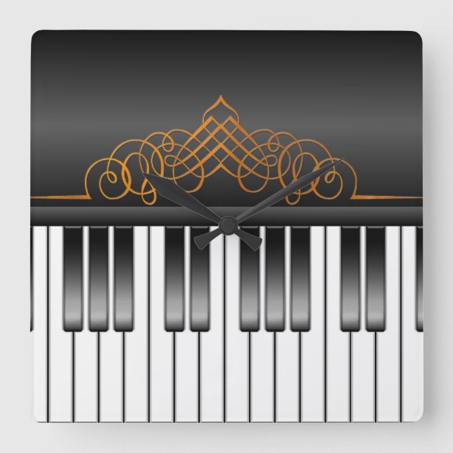 Relógio Quadrado Teclado Piano (Frente)