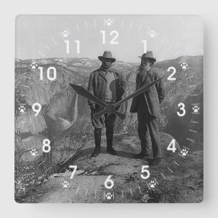 Relógio Quadrado Teddy Roosevelt e John Muir em Yosemite