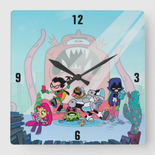 Relógio Quadrado Teen Titans Go!   Tentacled Monster Approaches