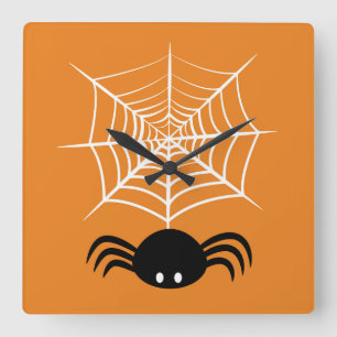 Relógio Quadrado Teia de Aranha de Halloween