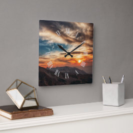 Relógio Quadrado Tema da Natureza do enfumaçado Monta