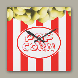 Relógio Quadrado Tema de Filme Engraçado da Popcorn Bag
