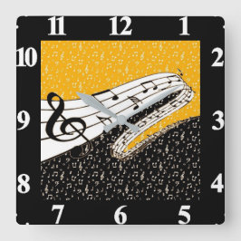 Relógio Quadrado tema musical Dourado