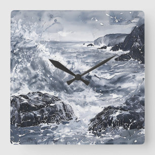 Relógio Quadrado Tempest na costa galesa