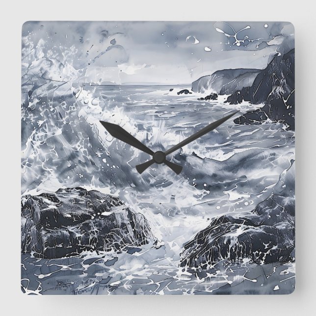 Relógio Quadrado Tempest na costa galesa (Frente)