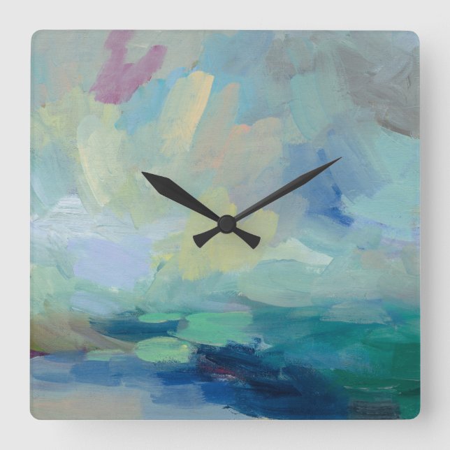 Relógio Quadrado Tempestade I Abstrato Impressão | Silvia Vassileva (Frente)