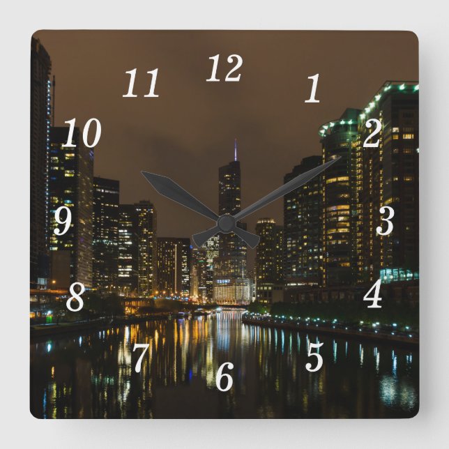 Relógio Quadrado Tempestade Invadindo Chicago Wall Clock (Frente)