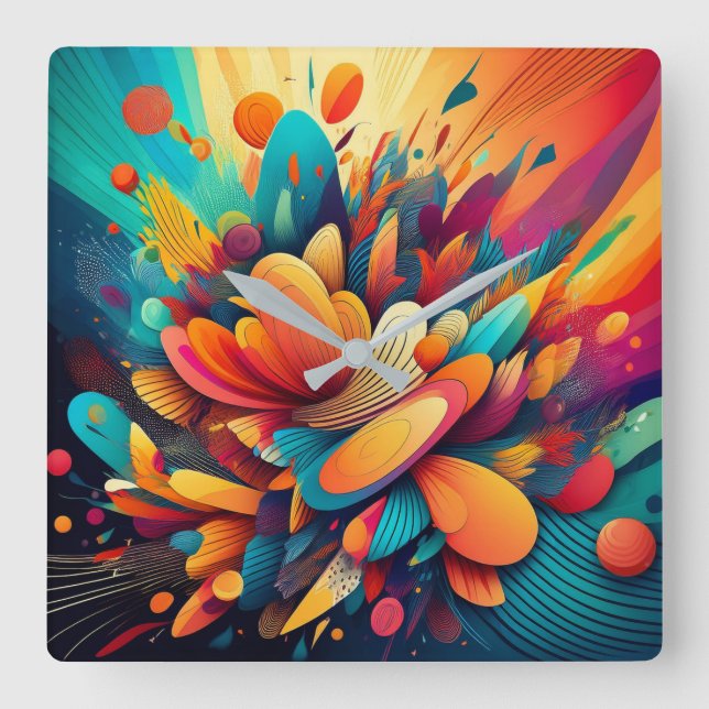 Relógio Quadrado Tempo de felicidade (Frente)