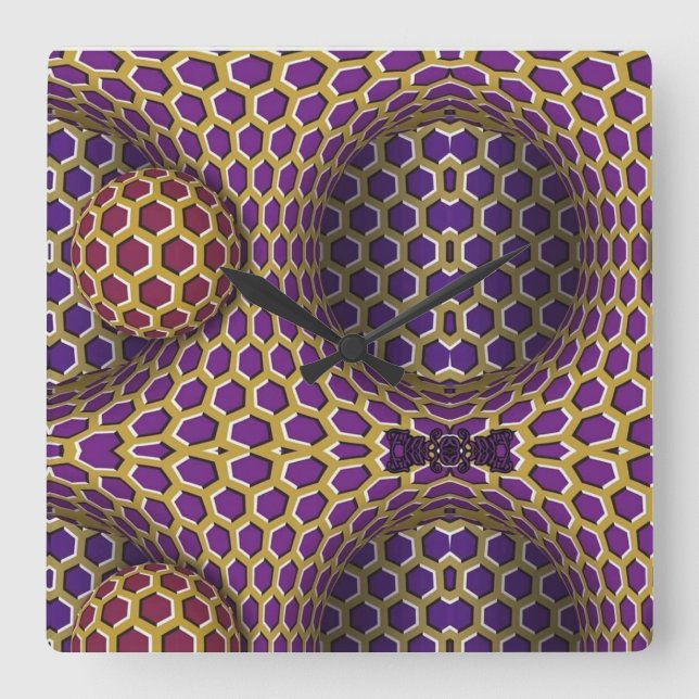 Relógio Quadrado Tempo de rotação do bloco de ilusão óptica (Frente)