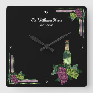 Relógio Quadrado Tempo de Vinho Personalizado