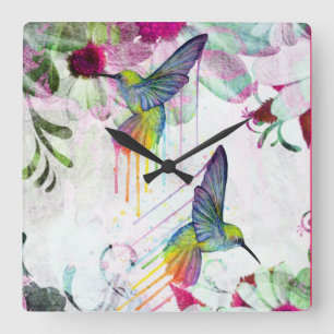Relógio Quadrado Tempo do colibri