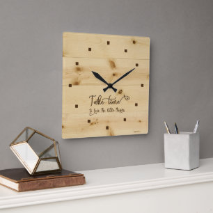 Relógio Quadrado Tempo Levar Madeira Fundo Acríl Wall Clock