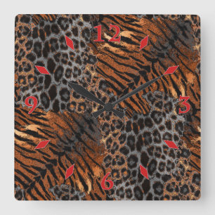 Relógio Quadrado Tendência de pele de tigre-leopardo