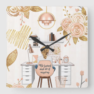 Relógio Quadrado Tenha Medo E Faça De Qualquer Forma