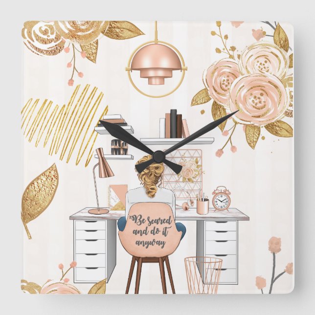 Relógio Quadrado Tenha Medo E Faça De Qualquer Forma (Frente)