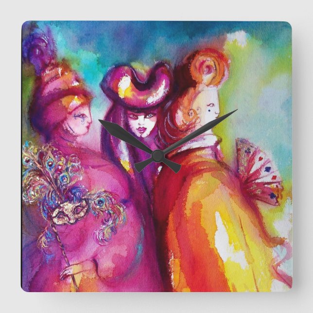 Relógio Quadrado TERCEIRA MASSA / Mascarada Veneza (Frente)