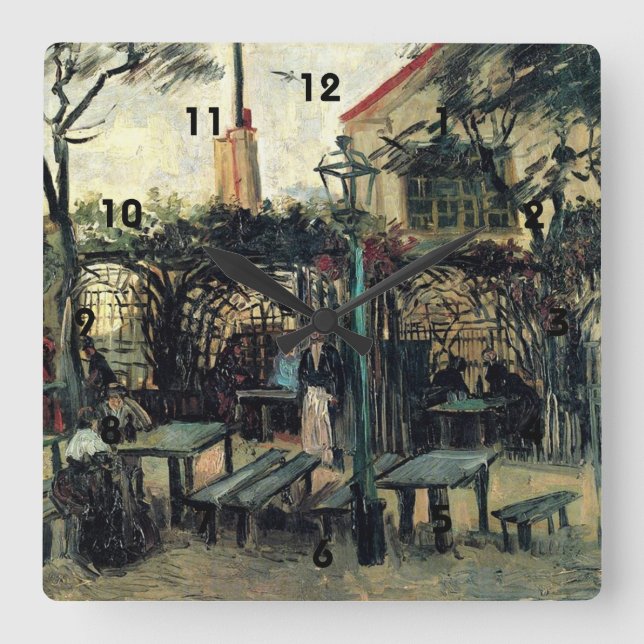 Relógio Quadrado Terrace de um Café em Montmartre La Guinguette (Frente)
