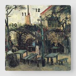 Relógio Quadrado Terrace de um Café em Montmartre La Guinguette