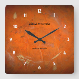 Relógio Quadrado Terracota Esmaltada