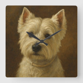 Relógio Quadrado Terrier Branco do West Highland