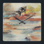 Relógio Quadrado Tesiturno<br><div class="desc">Tesiturno I de Gabriela Villarreal. As linhas sem som em várias cores são sobrepostas para criar este design exclusivo.</div>