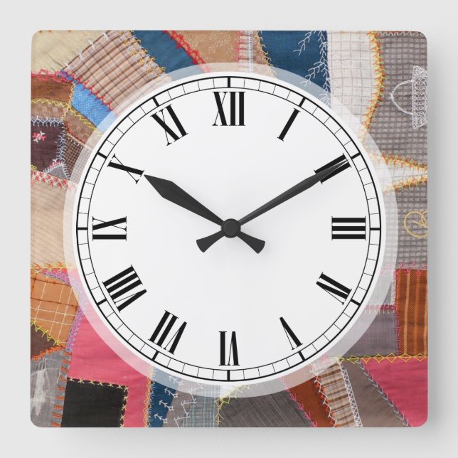 Relógio Quadrado Teste padrão americano antigo da edredão de (Frente)