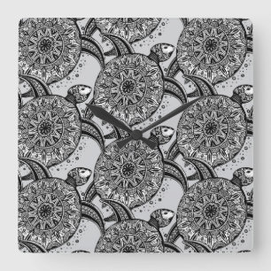 Relógio Quadrado Teste padrão da tartaruga do estilo