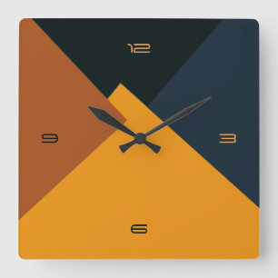 Relógio Quadrado Teste padrão geométrico moderno #9 da cor retro