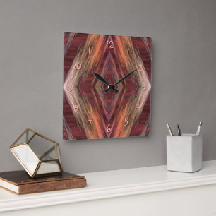 Relógio Quadrado Teste padrão indiano nativo americano da cabine d