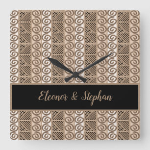 Relógio Quadrado teste padrão tirado de África mão tribal étnic