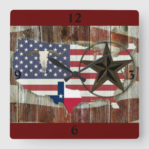 Relógio Quadrado Texas Lone Star Texas Long Horn