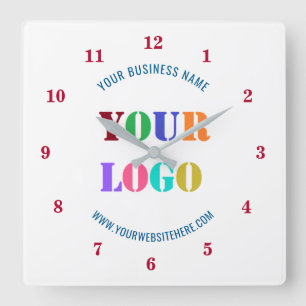 Relógio Quadrado Texto personalizado do logotipo da empresa - Relóg