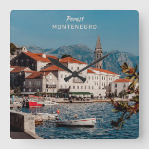 Relógio Quadrado Texto Personalizado Montenegro