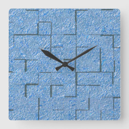 Relógio Quadrado Textura azul-silicone com efeito mosaico e alivio