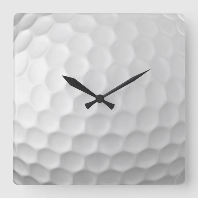 Relógio Quadrado Textura de Bola de Golfe Branca Com Alvéolos (Frente)