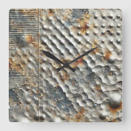 Relógio Quadrado Textura de metal industrial Sci-Fi