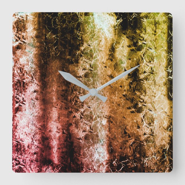 Relógio Quadrado Textura fibrosa esquisita e manchas de sujeira (Frente)