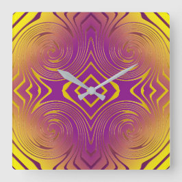 Relógio Quadrado textura metálica geométrica do redemoinho