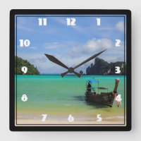 Thailand Travel Beach Photo with Fishing Boat