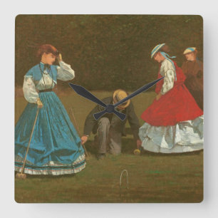 Relógio Quadrado The croquet game, 1866 (oil on canvas)