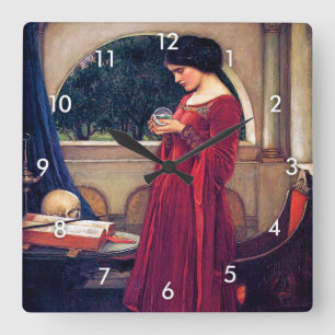 Relógio Quadrado The Crystal Ball, John William Waterhouse