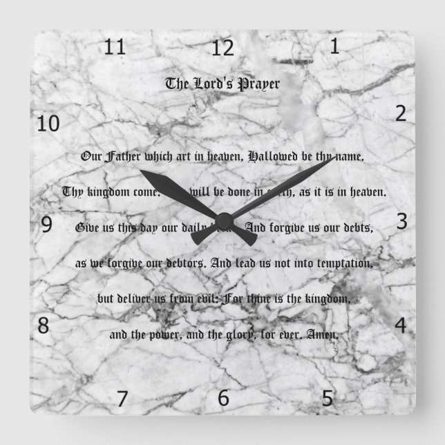 RELÓGIO QUADRADO THE LORD'S PRAYER SQUARE WALL CLOCK (Frente)