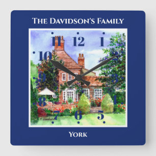 Relógio Quadrado The Manor House Heslington York England Blue